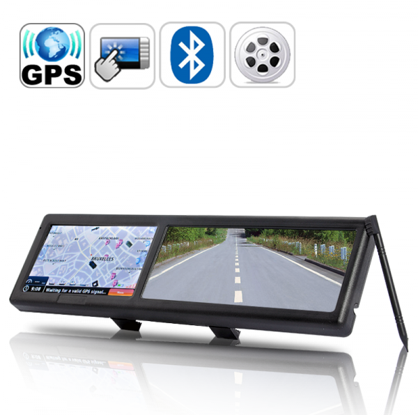 Espelho Retrovisor Bluetooth com Built-in GPS de Navegação (